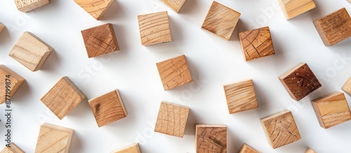 Natural wooden cubes on a w...