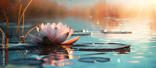 Lotus flower on water with ...