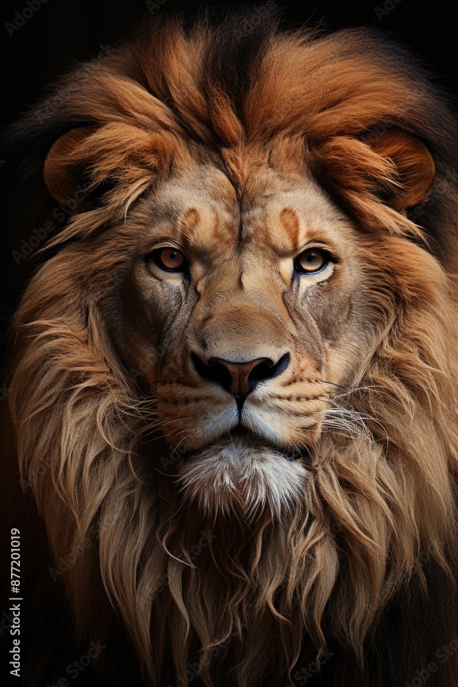 A lion head with a mane and the word lion in it., generative IA A lion head with a mane and the word lion in it., generative IA