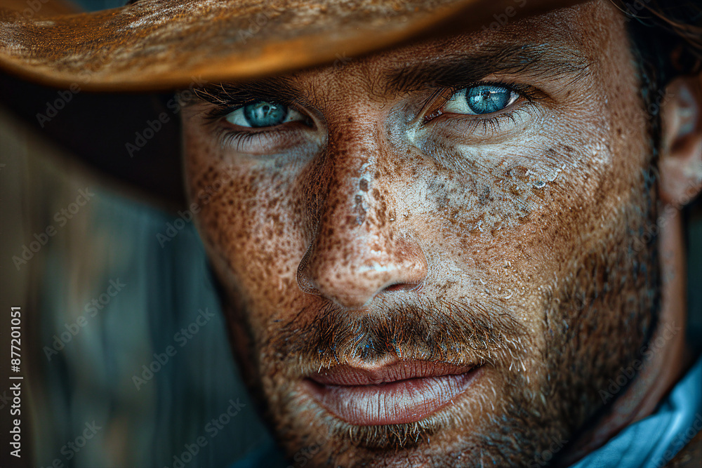 Obraz premium Dangerous cowboy western movie personage with gun and horse made with Generative AI modern technology