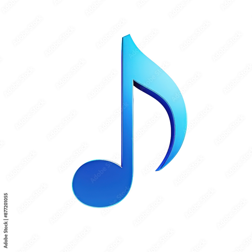Blue musical note icon on a transparent background, representing music, melody, and sound. Ideal for music-related projects and designs. Blue musical note icon on a transparent background, representing music, melody, and sound. Ideal for music-related projects and designs.