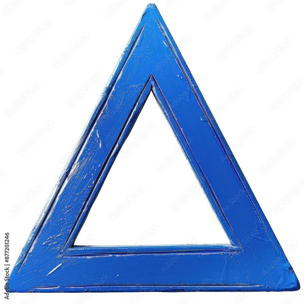 Blue triangle symbol isolated on white background, representing shape ...
