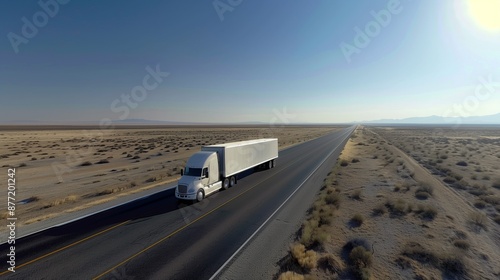 American longhead a delivery truck on road. photo