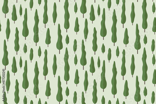 cypress trees seamless pattern, associated with tuscan, provance countryside-  vector illustration