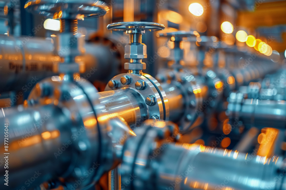 Fototapeta premium Pipe industry, oil and gas production, metal tube connection