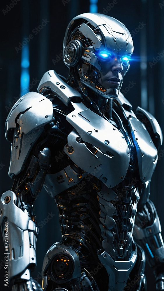 a futuristic cyborg with a powerful and imposing presence. a futuristic cyborg with a powerful and imposing presence.