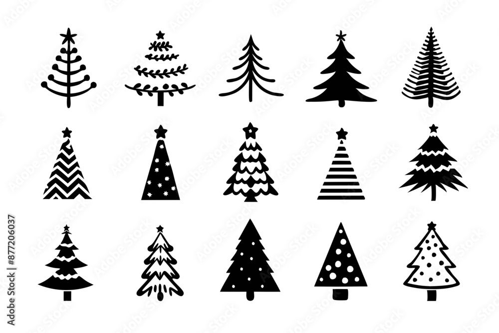 Obraz premium Christmas Tree Vector Bundle, Christmas tree icon