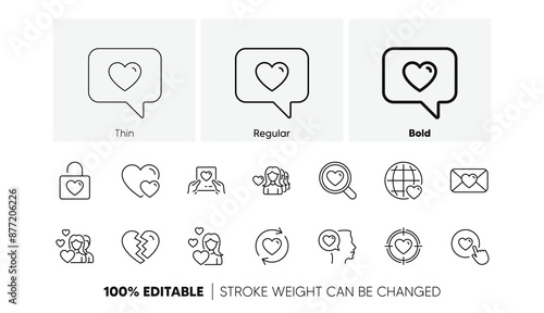 Heart, Valentines day and Relationships. Love line icons. Romantic linear icon set. Line icons set. Vector