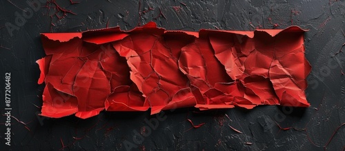 A torn red cardboard piece ...