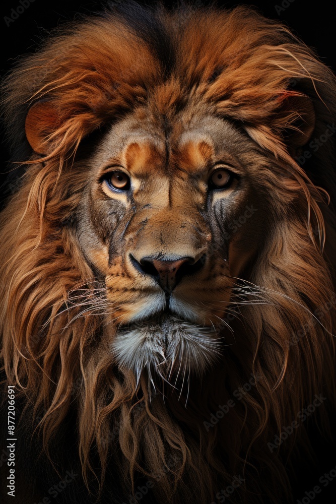Painting a lion on a black background, generative IA Painting a lion on a black background, generative IA