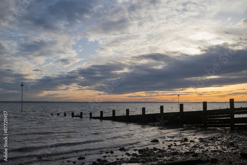 Winter sunset at Westcliff-on-Sea, Essex, England, United Kingdom