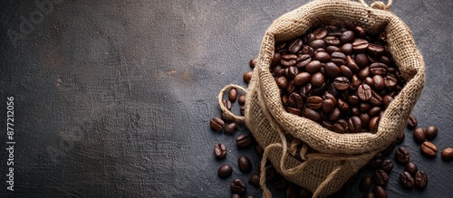 Roasted coffee beans in a b...