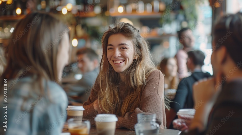 Smiling Woman in a Coffee Shop Smiling Woman in a Coffee Shop