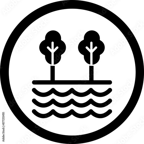 Creek Vector Glyph Black Icon