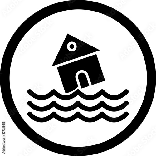 Flood Vector Glyph Black Icon