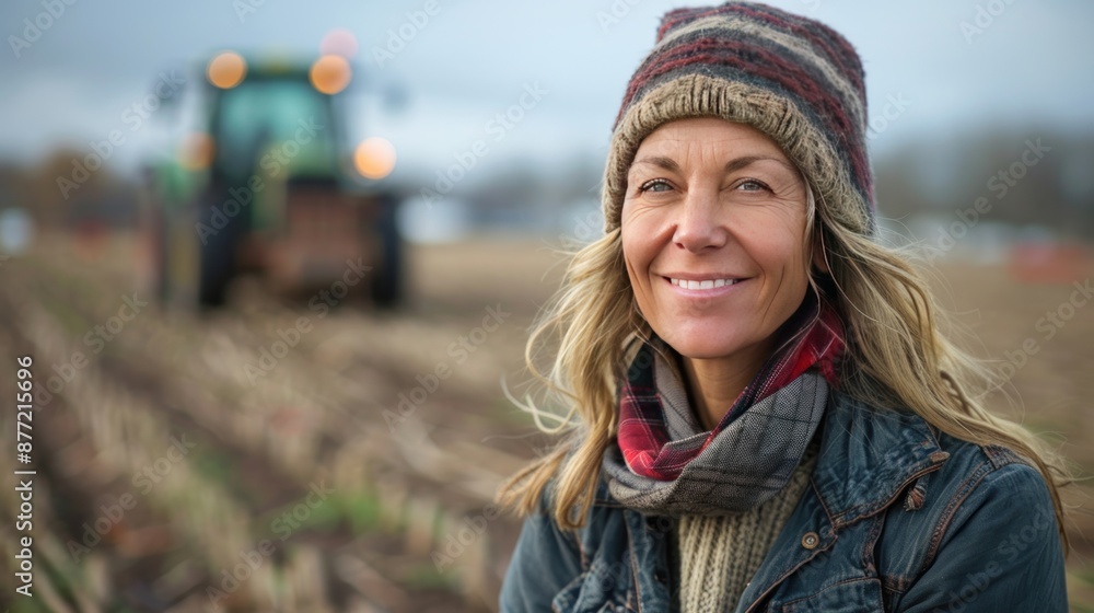 Smiling Woman in a Wintery Field Smiling Woman in a Wintery Field