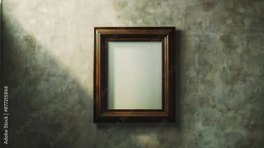 Empty Picture Frame on a Wall Representing Absence and Possibility Empty Picture Frame on a Wall Representing Absence and Possibility