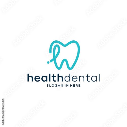 Infinity dental tooth teeth care logo design template. Icon dentistry logo initial vector illustration elements.