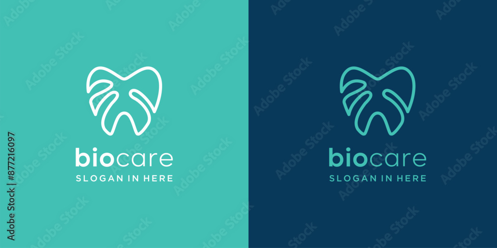 Line logo leaf / dental teeth tooth dentistry clinic logo vector illustration. Line logo leaf / dental teeth tooth dentistry clinic logo vector illustration.