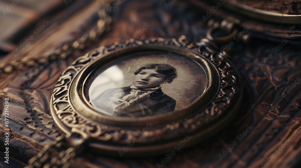 Faded Photograph in a Locket Representing Memories and Nostalgia Faded Photograph in a Locket Representing Memories and Nostalgia