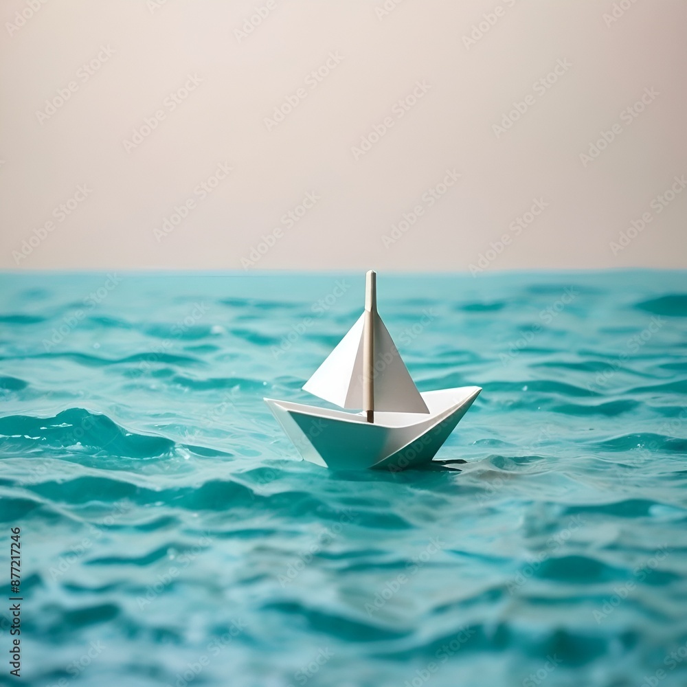 custom made wallpaper toronto digitalBackground with a floating paper boat on the sea waves, sailing boat in the sea