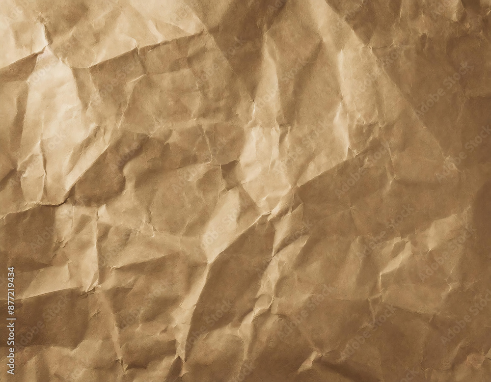 Fototapeta premium Brown crumpled paper as a background. Close-up.