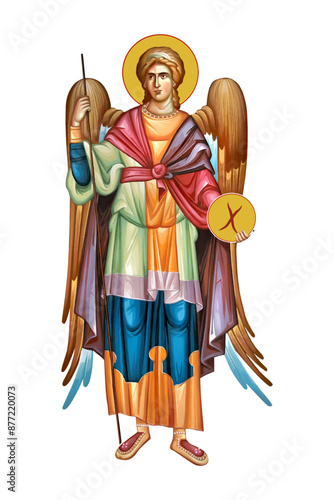 Gabriel Archangel illustration in Byzantine style isolated