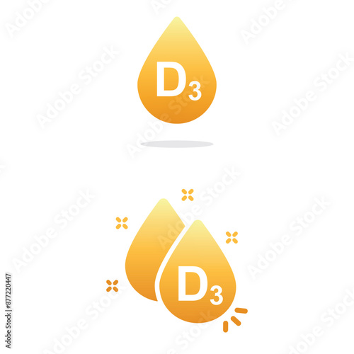  Inscription, vitamin d3, icon, vector.