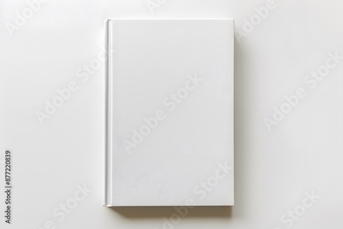 A mockup closeup of a blank white book cover  set against a white background  perfect for book cover designs. 