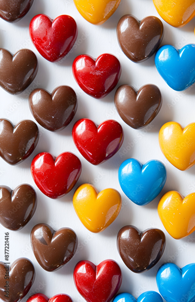 Obraz premium sweet delicious colored caramel candies in the shape of hearts