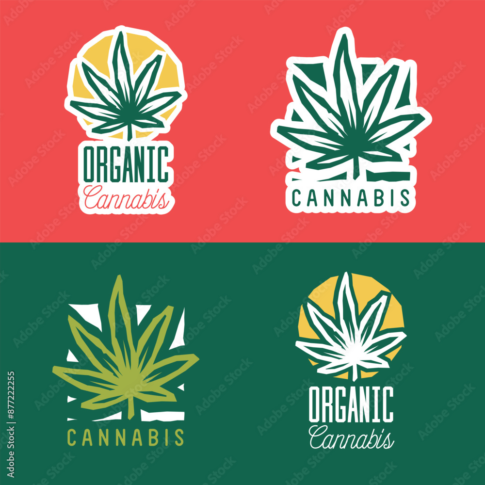 Φωτογραφία Organic cannabis logo badge with weed leaf. Vector illustration