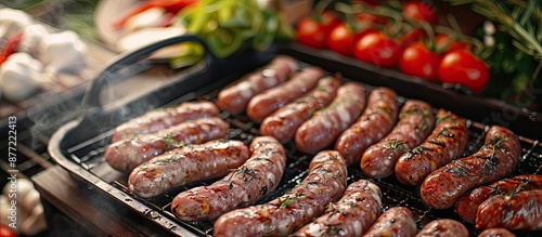 Close up view of raw sausag...