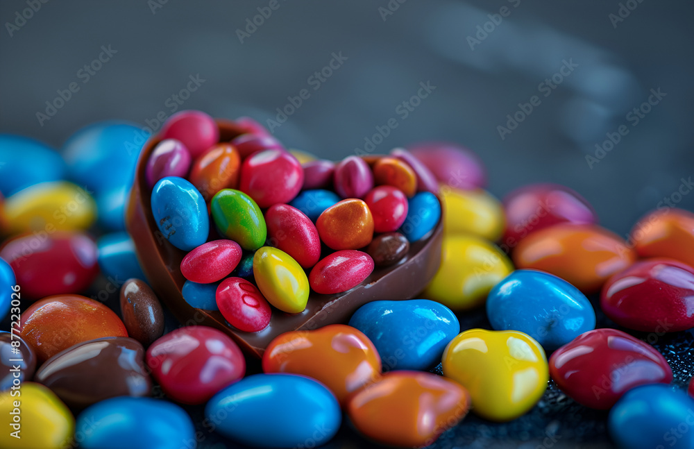 sweet delicious colored caramel candies in the shape of hearts sweet delicious colored caramel candies in the shape of hearts