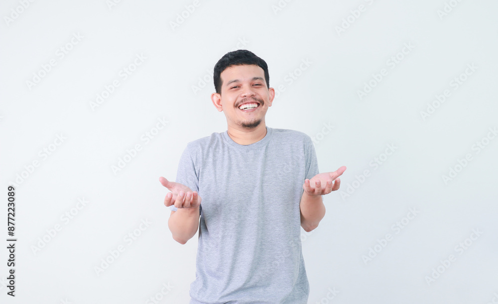 happy asian young man with open arms happy asian young man with open arms