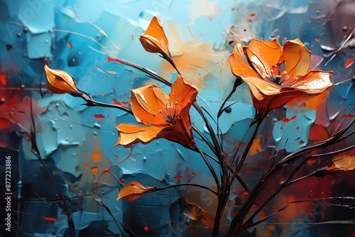 Obraz na płótnie Landscape painting, landscape, abstract, paint painting background. modern art w, generative IA w salonie