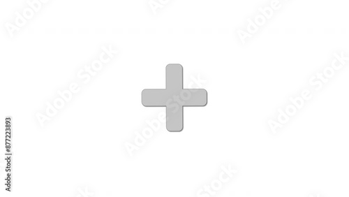 Plus sign seamless looped animation. Positive, plus, add, medical aid, benefit idea. Alpha channel. Grey