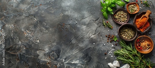 Top down view of herbs and ...