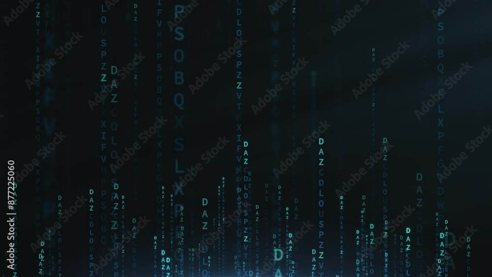 Binary code matrix style on dark background with glowing light data. Binary code matrix style on dark background with glowing light data.