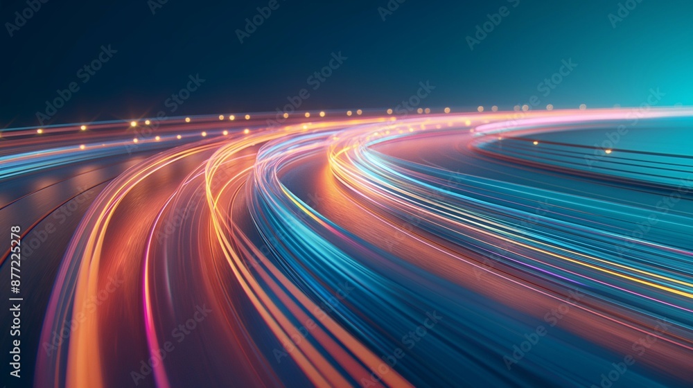 Fototapeta premium A dynamic and vibrant scene with streaks of light in motion. The lights create speed and energy. futuristic and abstract background. energetic, modern and visually captivating.