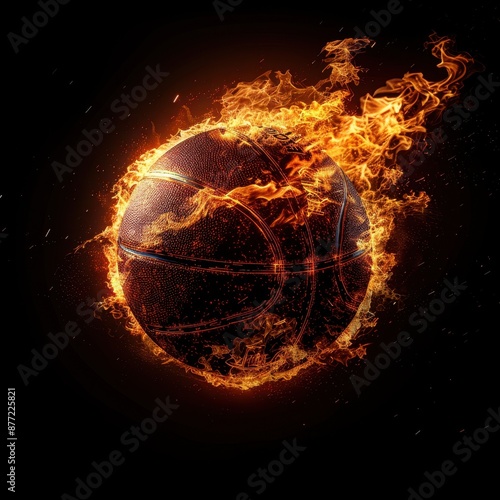 A dynamic image of a flaming basketball, symbolizing intensity, energy, and passion in the sport. Perfect for sports and motivational themes.
