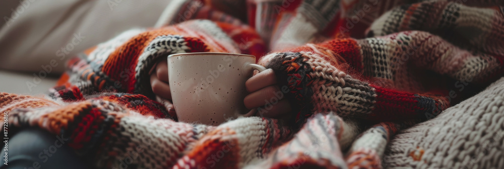 A day of cozy knitted plaid. a cozy homely atmosphere. knitted plaid A day of cozy knitted plaid. a cozy homely atmosphere. knitted plaid
