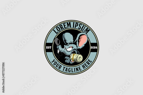 dirty rat with treasure Cartoon character vector logo