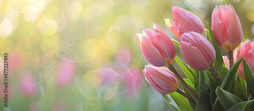 A bouquet of pink tulips se...