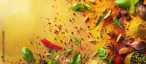 Fresh spices and herbs arra...