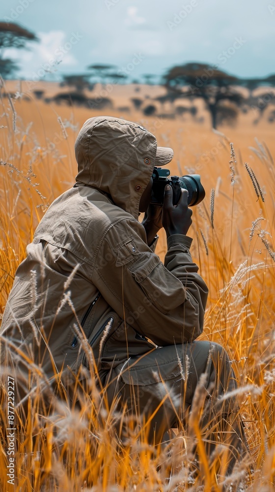 Fototapeta premium Photographer in the Savanna