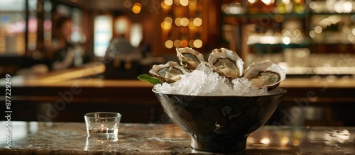Bucket of ice with fresh oy...