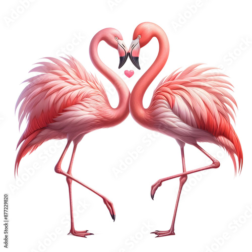 Flamingo Couple Making Heart Isolated on transparent Background with ultra layer