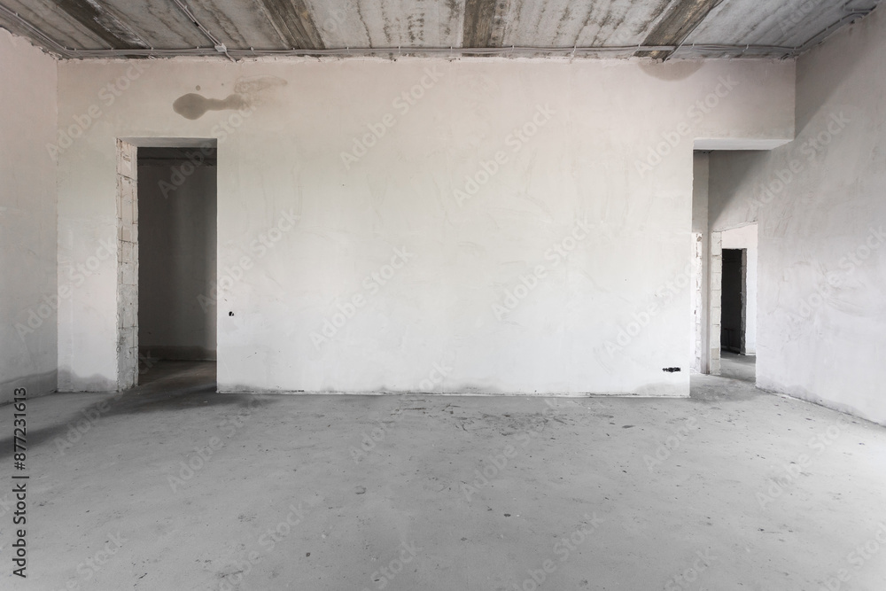 interior of the apartment without decoration in gray colors. rough finish interior of the apartment without decoration in gray colors. rough finish