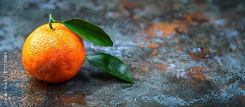 A single ripe tangerine wit...