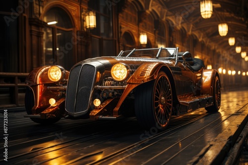 Running car on the track made by intelligence aiartigificent, generative IA
